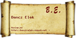 Bencz Elek névjegykártya